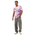 Leaky TS purple cotton tie-dye crew neck t-shirt with all-over print, front view, casual men's casual wear.