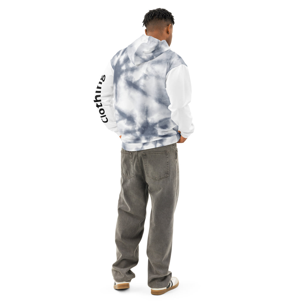 Unisex white All-Over Leak Hoodie by Leaky ts featuring bold chaotic all-over print on soft cotton fabric.