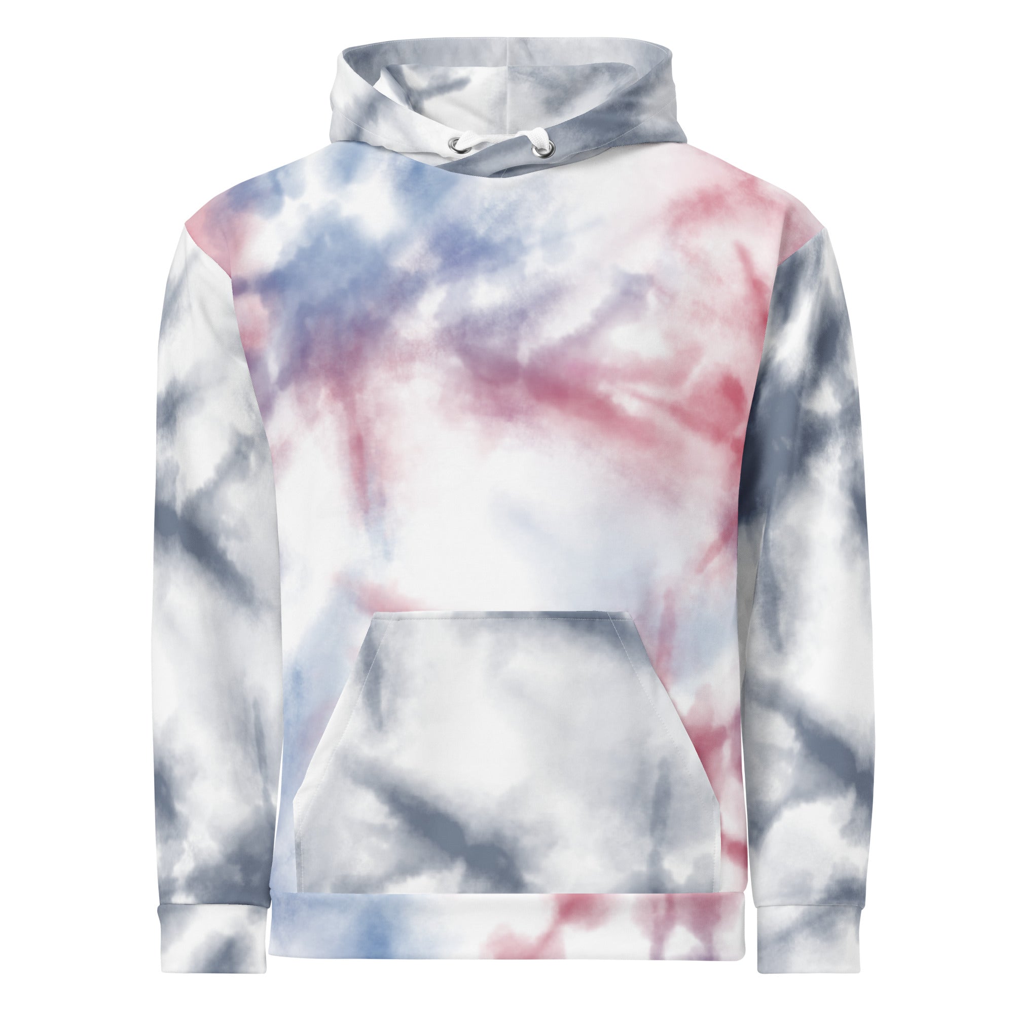 All-over white cotton unisex hoodie from Leaky ts featuring bold, eye-catching print for a stylish and comfortable look.