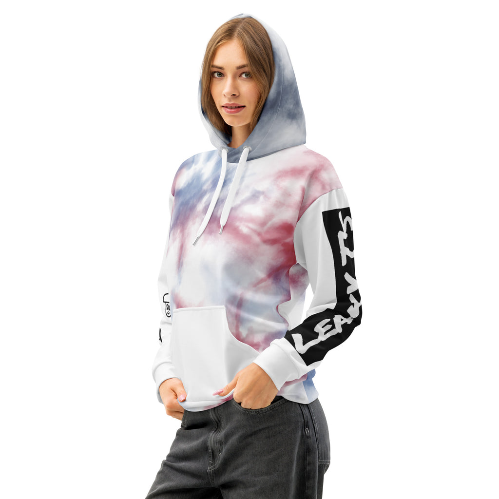 Leaky ts Love and Pride Rainbow Leak Tie-Dye Hoodie, unisex cotton with vibrant all-over rainbow print on white background.