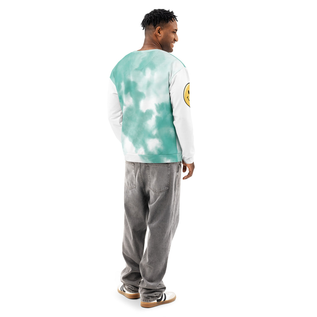 Leaky ts Another Day, Another Disappointment pastel drip crewneck sweatshirt with all-over print, unisex cotton design, white back view