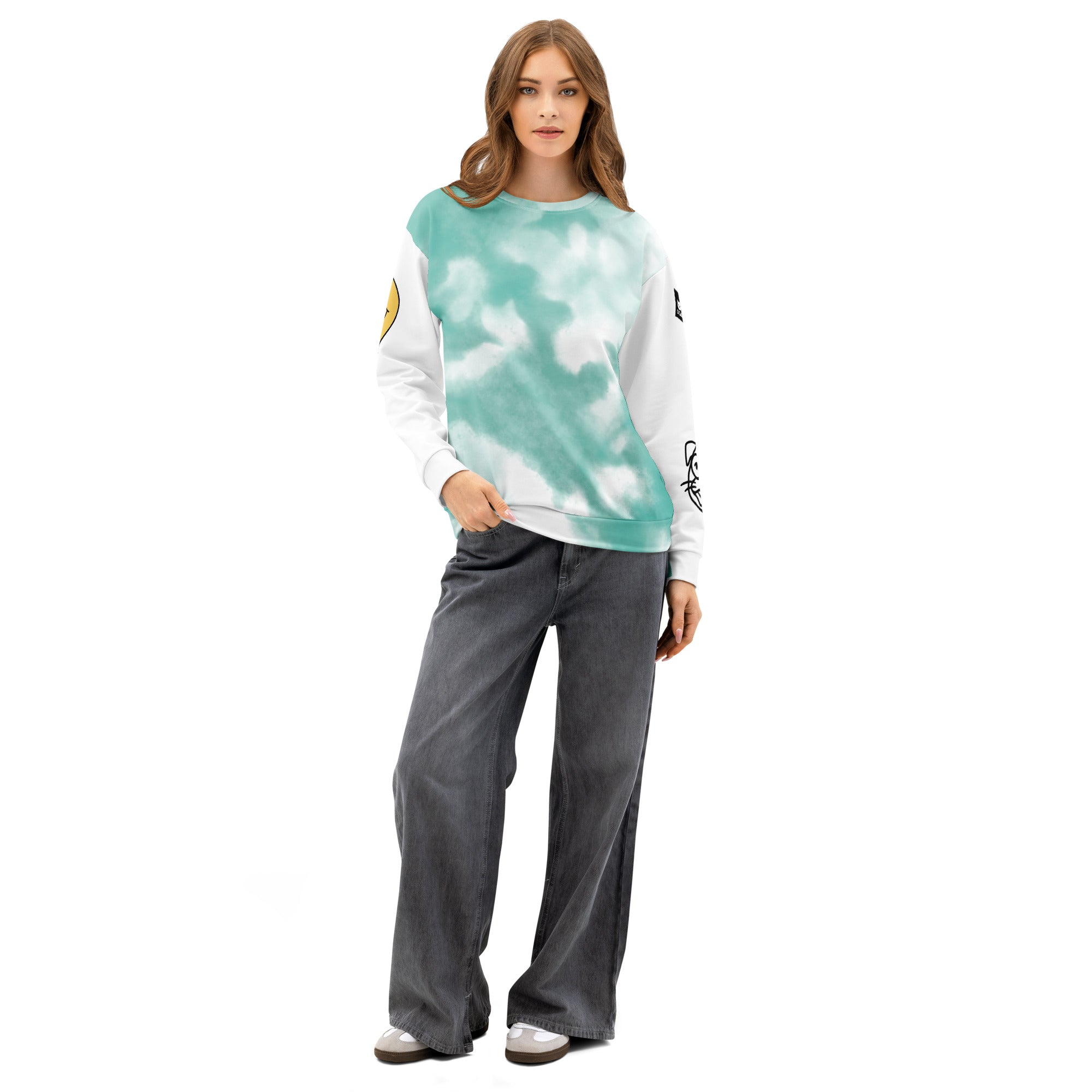 Leaky ts Another Day, Another Disappointment pastel drip crewneck sweatshirt, all-over print on white cotton fabric, unisex style.