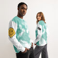 Leaky ts Another Day, Another Disappointment pastel drip crewneck sweatshirt, unisex cotton with all-over print, white front and back.