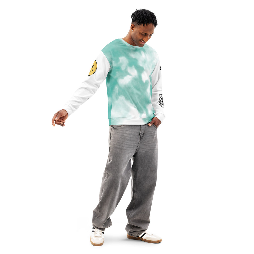 Leaky ts Another Day, Another Disappointment pastel drip crewneck sweatshirt, all-over-print unisex cotton, white front view