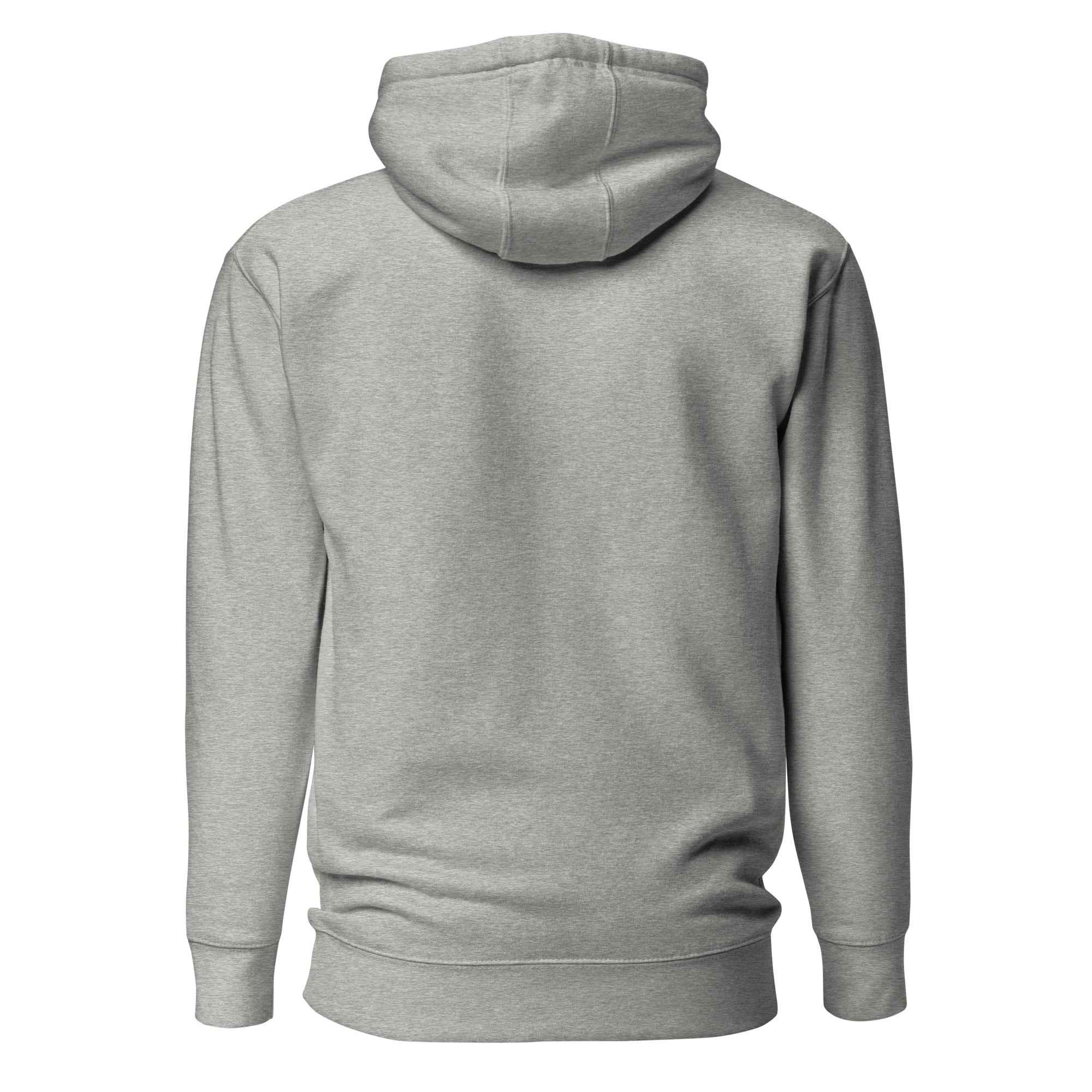 Leaky Ts Stay Trippy unisex hoodie in carbon grey, made of cotton heritage fabric with a relaxed fit and back design.