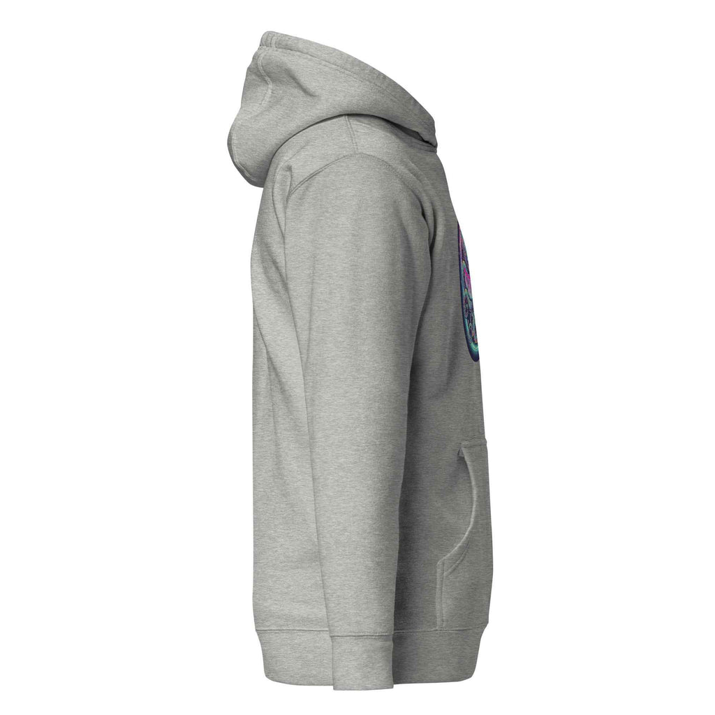 Leaky Ts Stay Trippy unisex hoodie in carbon grey, made from cotton heritage, featuring a comfortable pullover design.