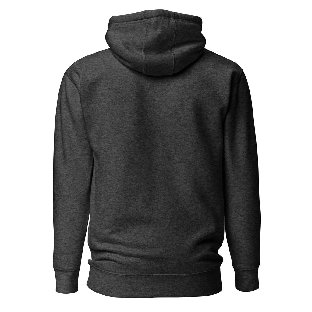 Leaky Ts Stay Trippy unisex hoodie in charcoal heather, made from premium cotton, featuring a relaxed fit and stylish design.