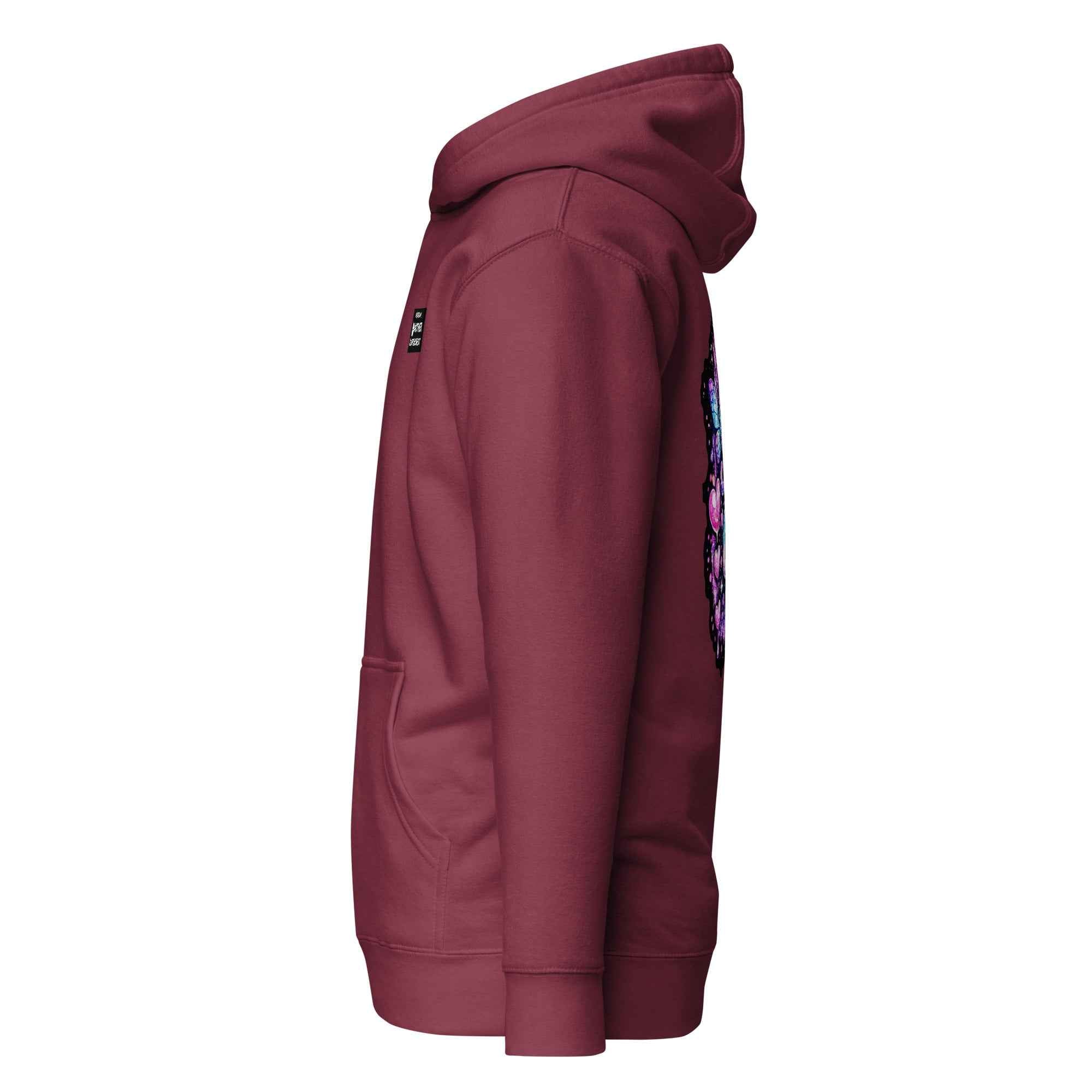 Sadgirl unisex hoodie by Leaky ts in maroon, premium cotton heritage pullover with a cozy, stylish fit.