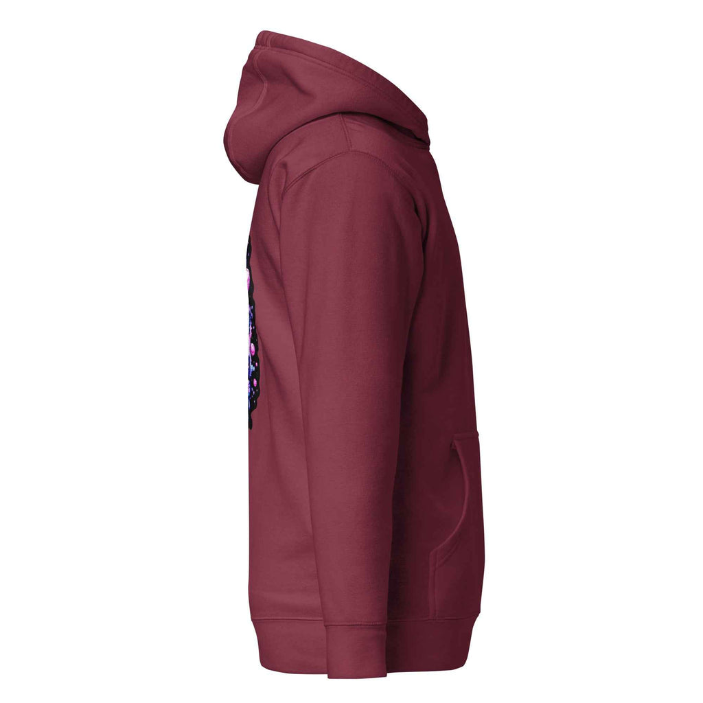 Sadgirl unisex hoodie by Leaky TS, maroon cotton pullover with a comfortable fit and stylish design.