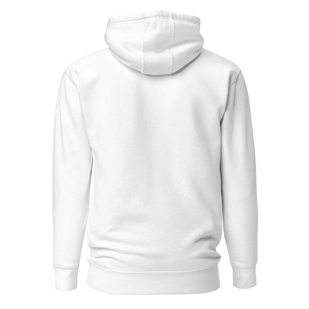 White cotton-heritage unisex hoodie by Leaky TS with "Stay Trippy" design on the back, premium pullover style.