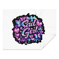 Leaky TS sad girl throw blanket 30x40 inches with a printed sad girl design, soft and cozy for comfortable lounging.