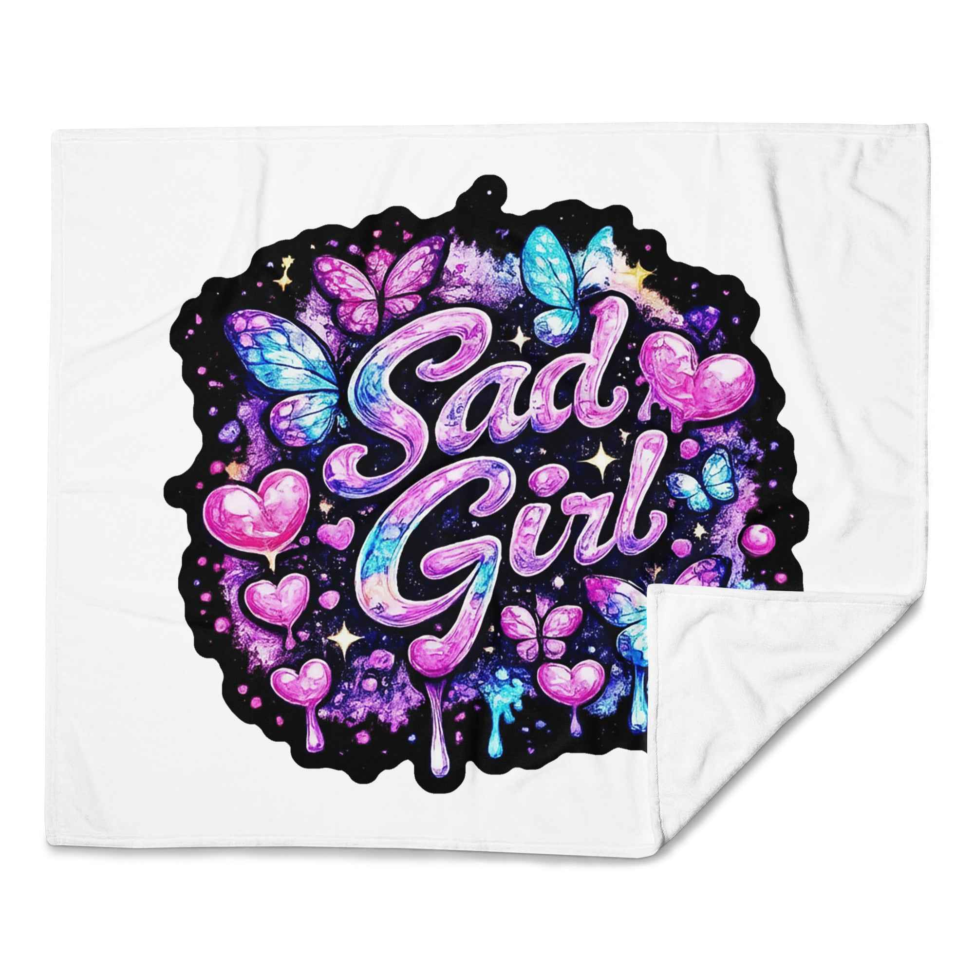 Leaky ts Sad Girl Throw Blanket 50x60 inches with a sad girl graphic, soft and cozy for comfortable lounging.