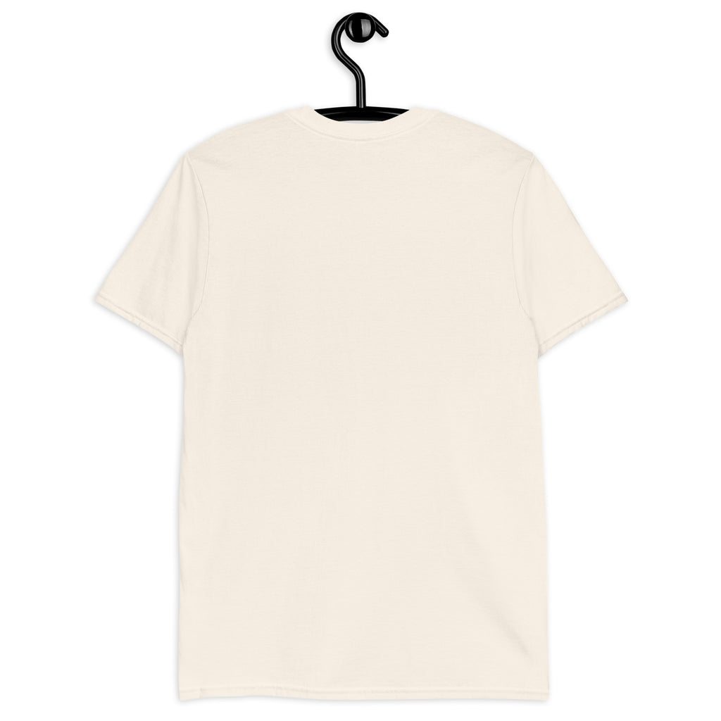 Unisex soft style T-shirt by Leaky Ts in natural color, shown from the back with a simple, comfortable design.