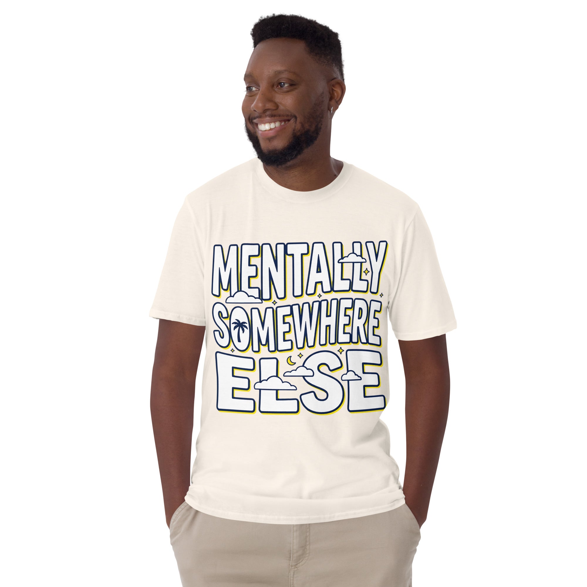 Unisex basic softstyle T-shirt from Leaky TS in natural color, front view showing a comfortable, casual fit.