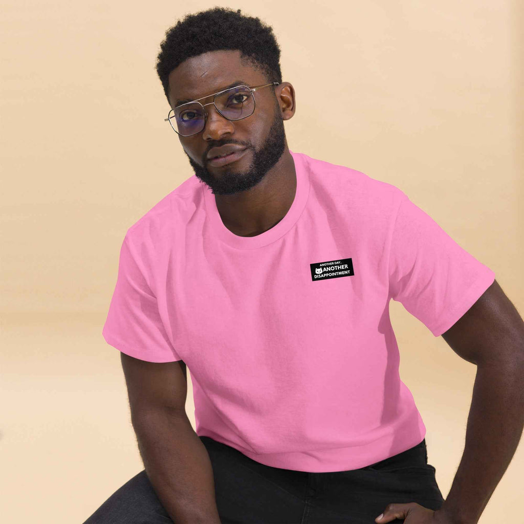 Unisex classic tee by Leaky TS featuring a casual fit in azalea color, displayed from the front view.