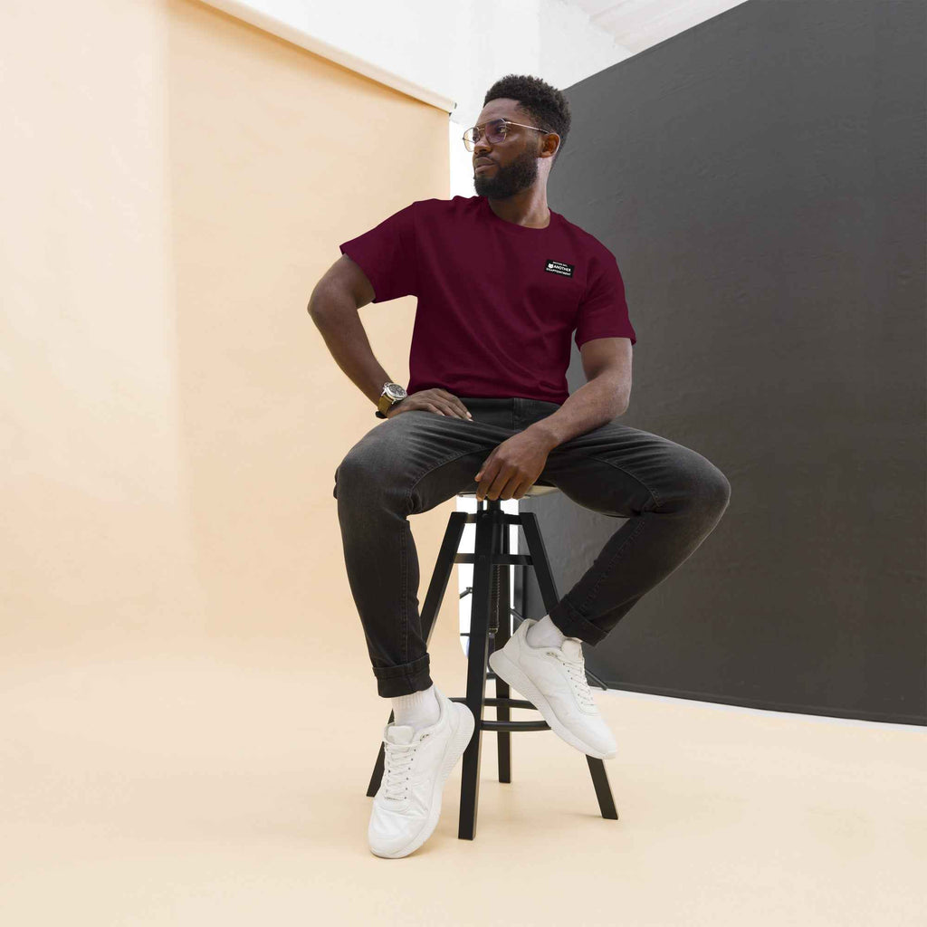 Maroon unisex classic tee by Leaky Ts featuring a simple, comfortable design, front view shown in the image.