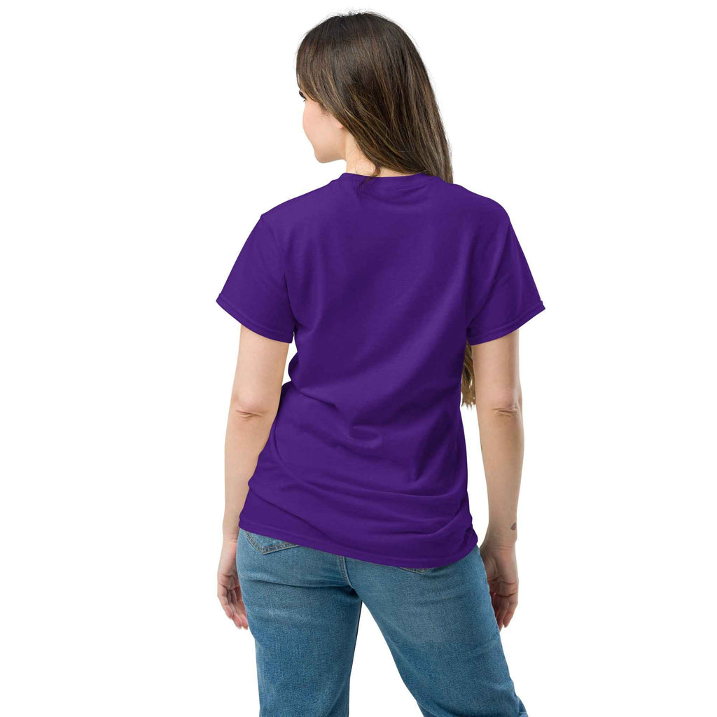 Leaky TS unisex classic purple T-shirt with back design, casual fit and comfortable fabric for everyday wear.