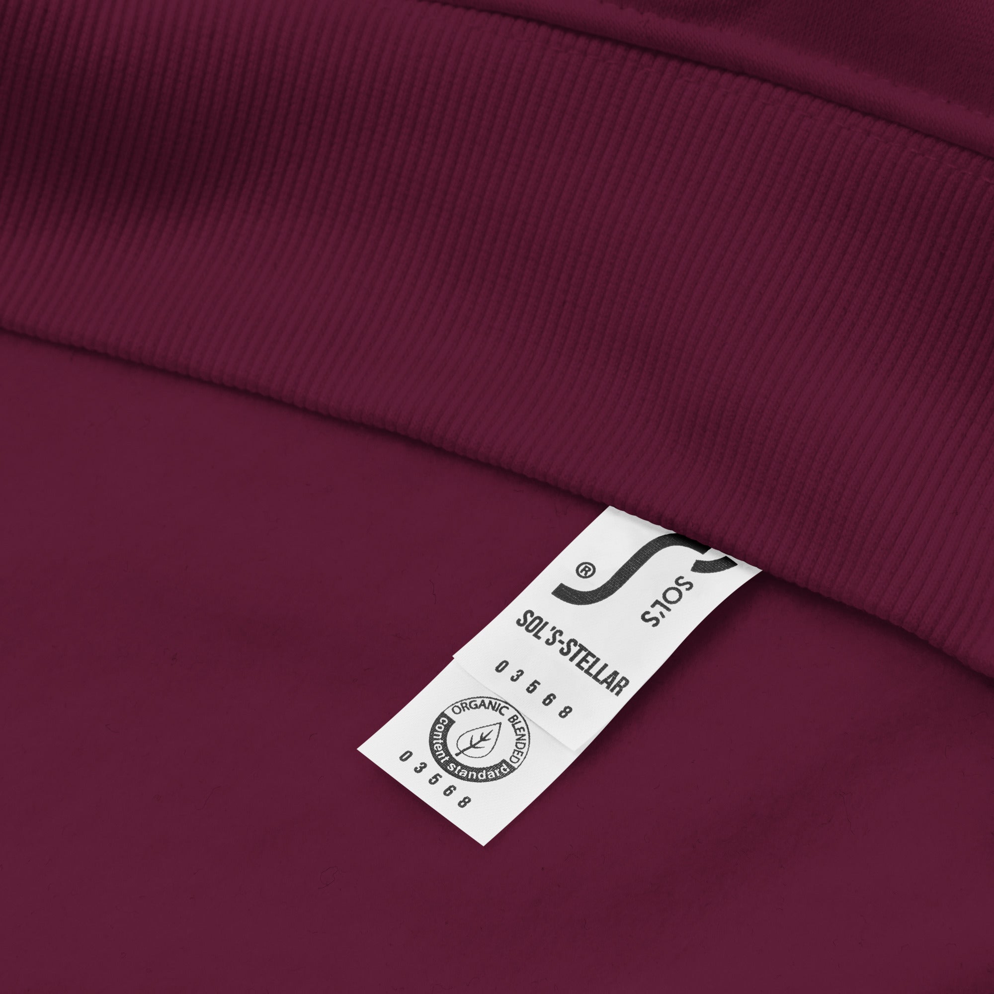 Unisex burgundy eco raglan hoodie featuring "Stay Trippy - Explore Your Mind" design by Leaky TS.
