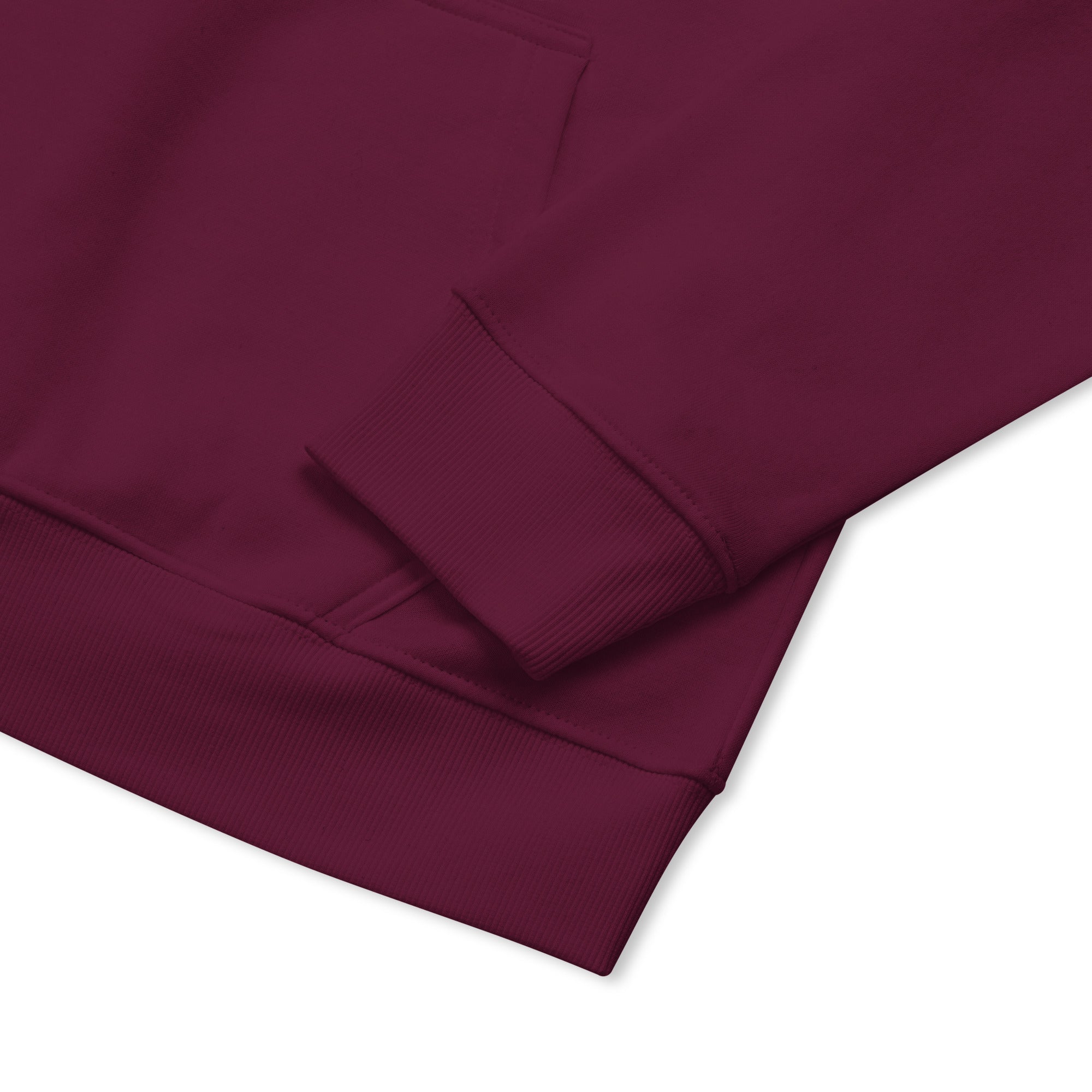 Unisex burgundy eco raglan hoodie by Leaky TS featuring psychedelic "Stay Trippy - Explore Your Mind" design.