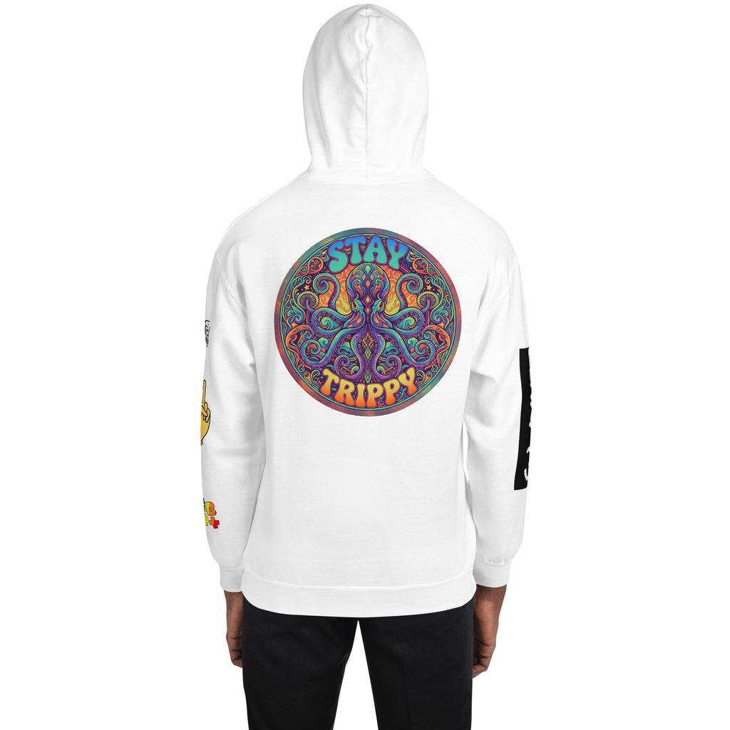 Leaky TS Mentaly Somewhere Else comfort hoodie in white, unisex heavy blend fabric with a cozy, relaxed fit.