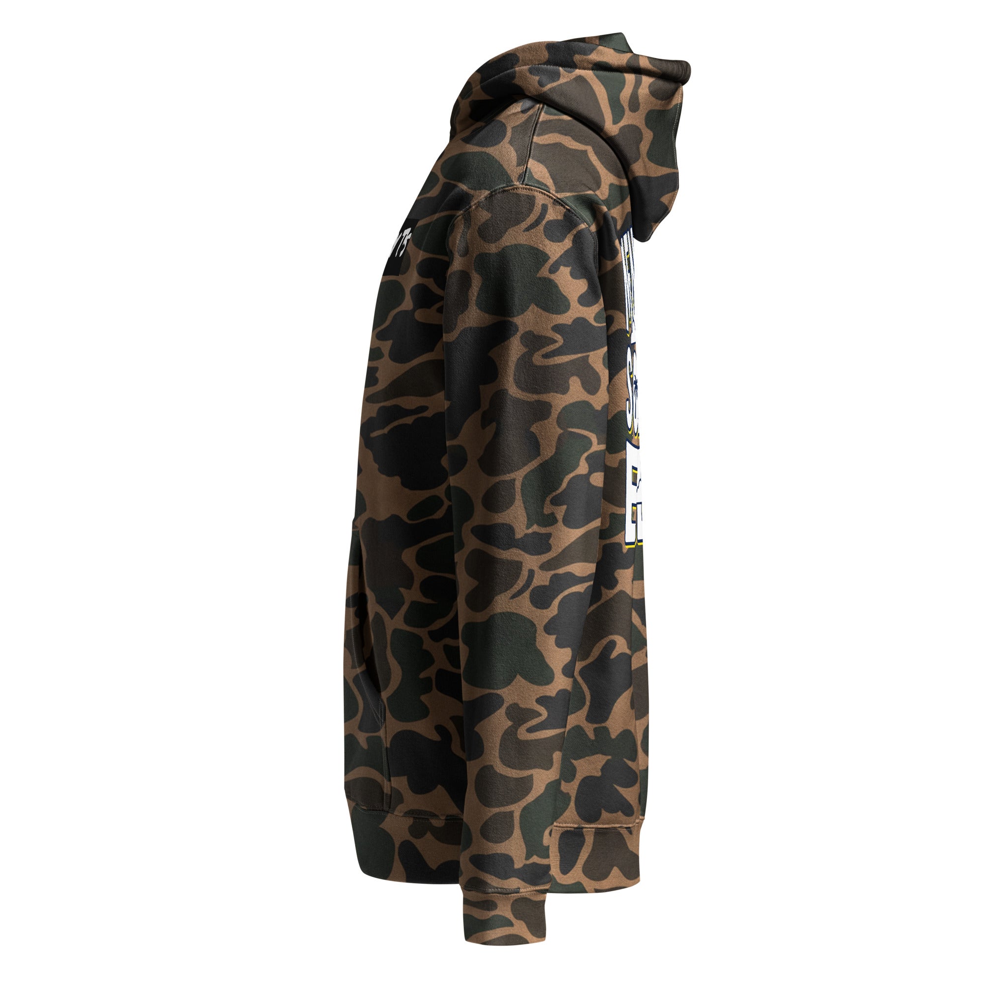 Leaky ts Mentally Somewhere Else heavyweight hoodie in duck camo, unisex sweatshirt with a cozy, casual fit and front pocket.