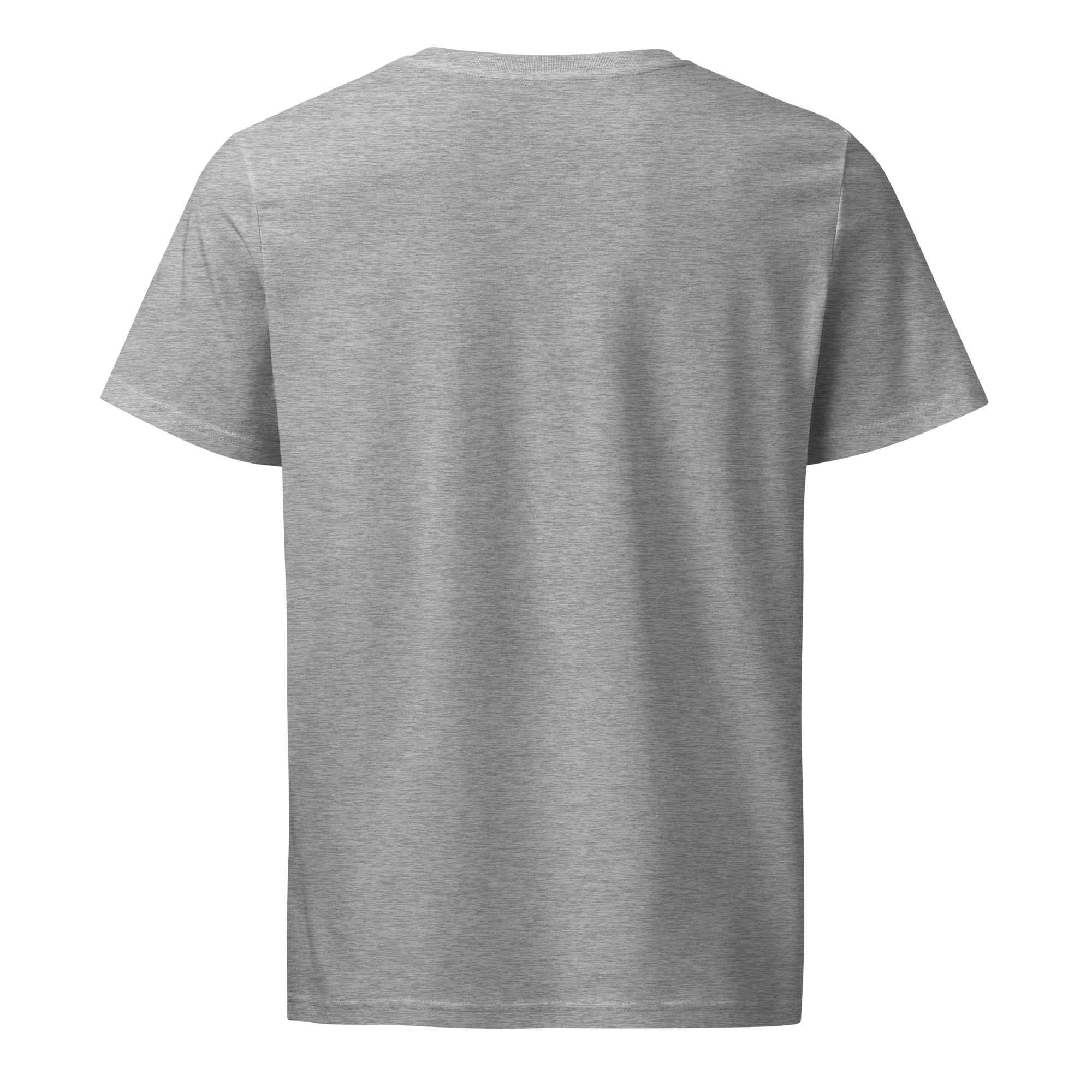 Unisex organic mid-light Heather Grey T-shirt from Leaky TS featuring a relaxed fit and stylish design.