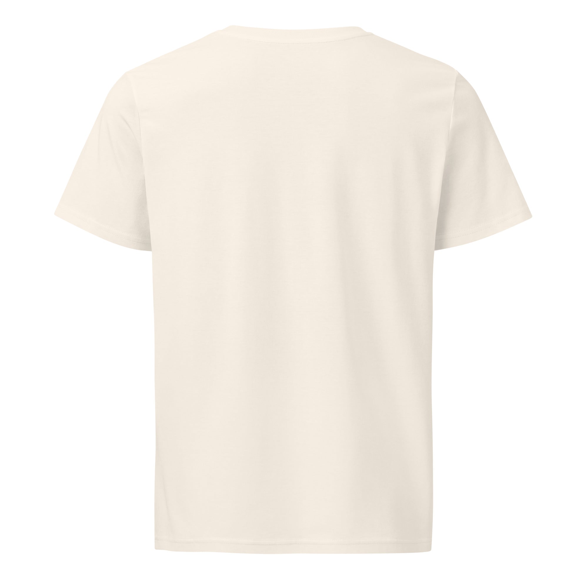 Leaky ts Stay Trippy #2 unisex organic mid-light vintage white T-shirt, back view showing relaxed fit and soft fabric.